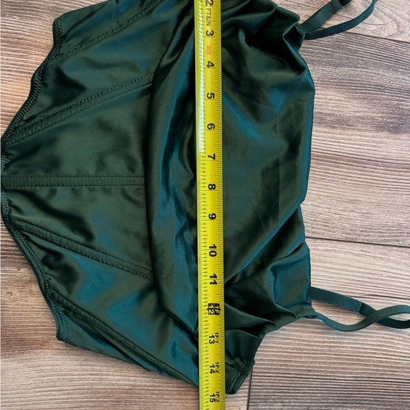 Urban Outfitters Green Satin Crop Top Bustier Corset S Back Zip - Picture 4 of 7